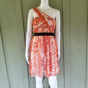 CYNTHIA STEFFE Orange  Silk One Shoulder Dress 6